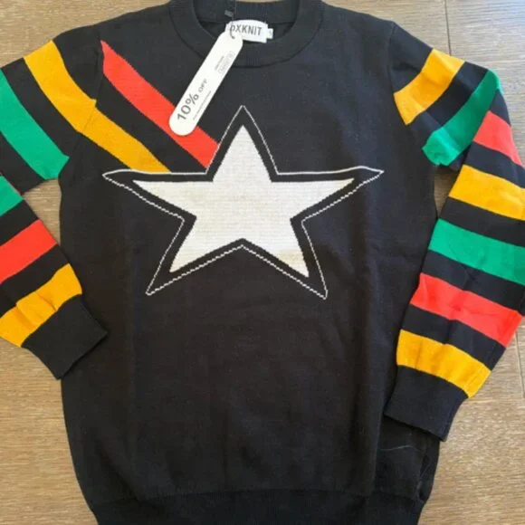 Oxknit Vintage Black Star Sweater NWT - Picture 6 of 6